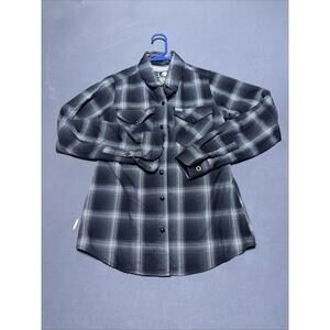Dixxon Flannel Co Shirt Womens S Gray Plaid The Static Long Sleeve Pearl Snap